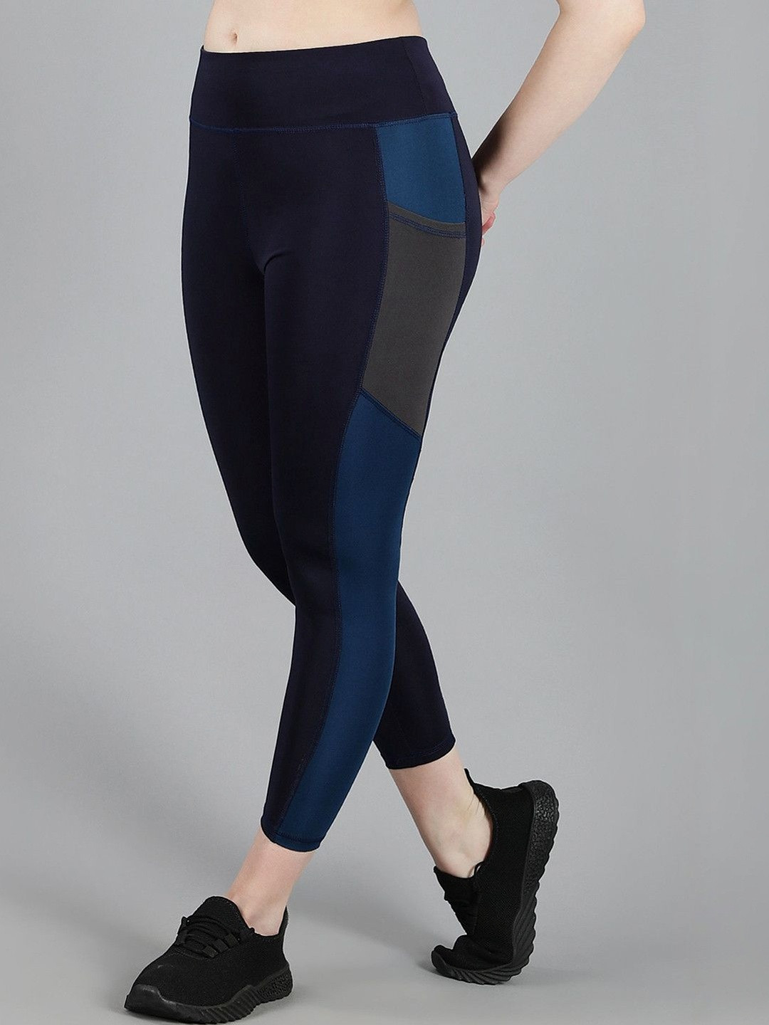 COSVOS Women Color Block Ankle Length Tights