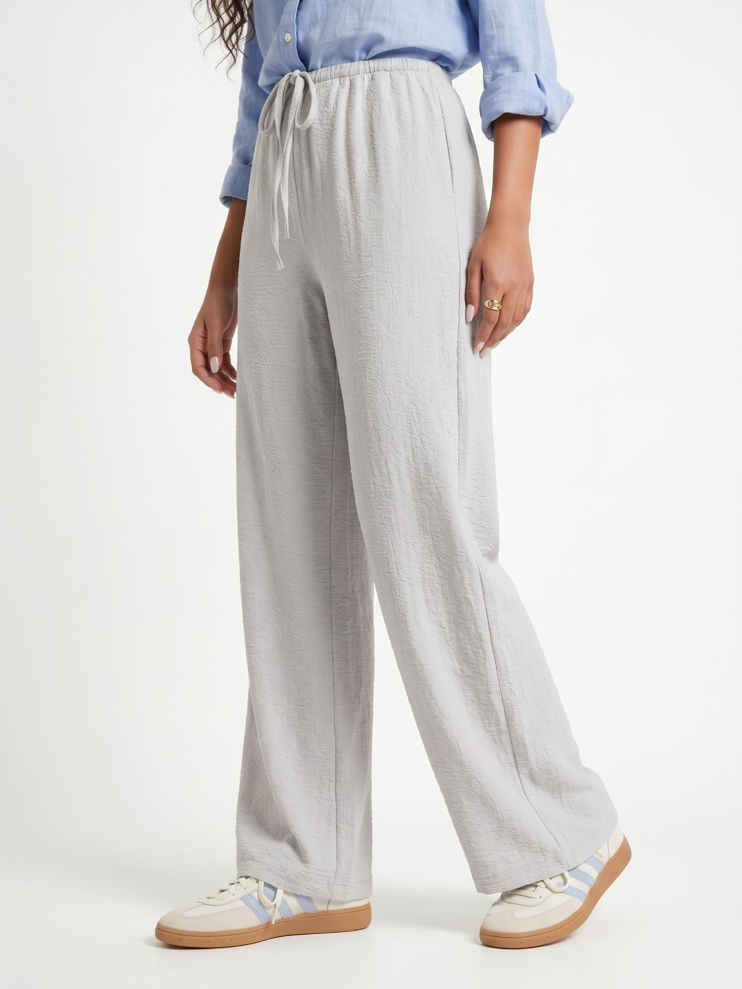 glitchez Women Textured High-Rise Trousers
