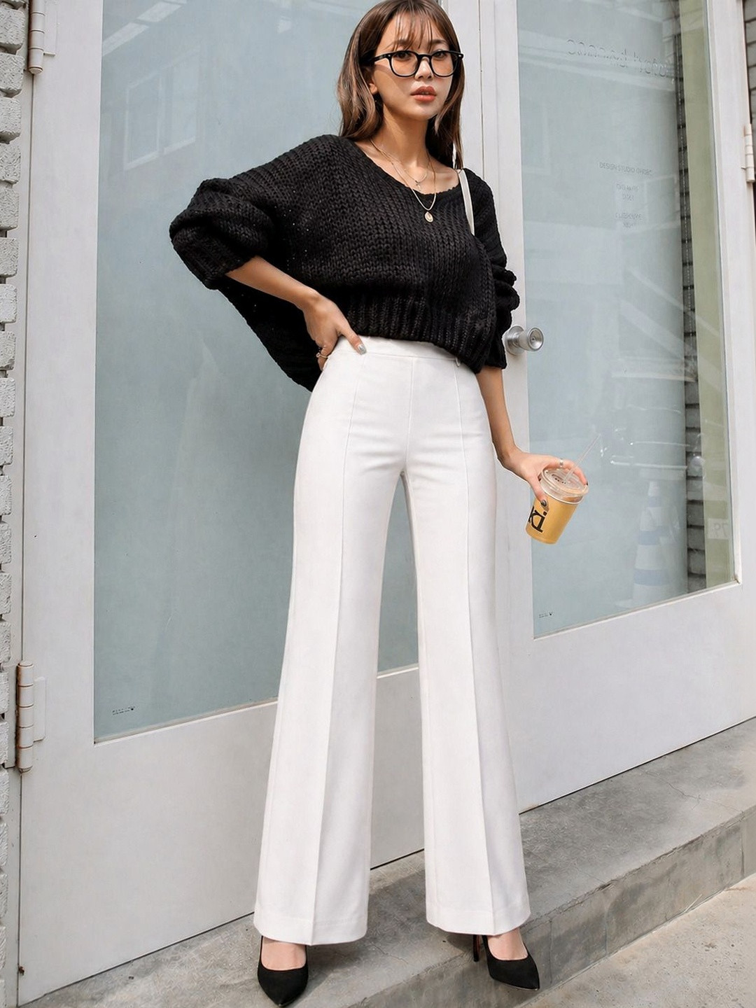 ROOPKAR Women Relaxed Easy Wash Trousers