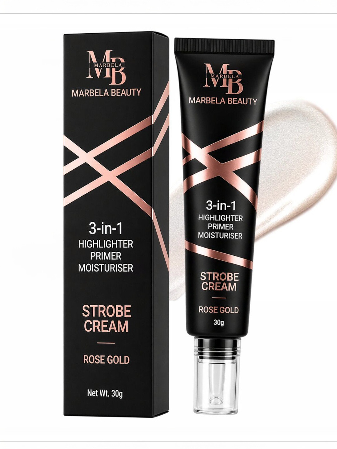 Marbela Strobe Cream For Face - 30 g - Rose Gold