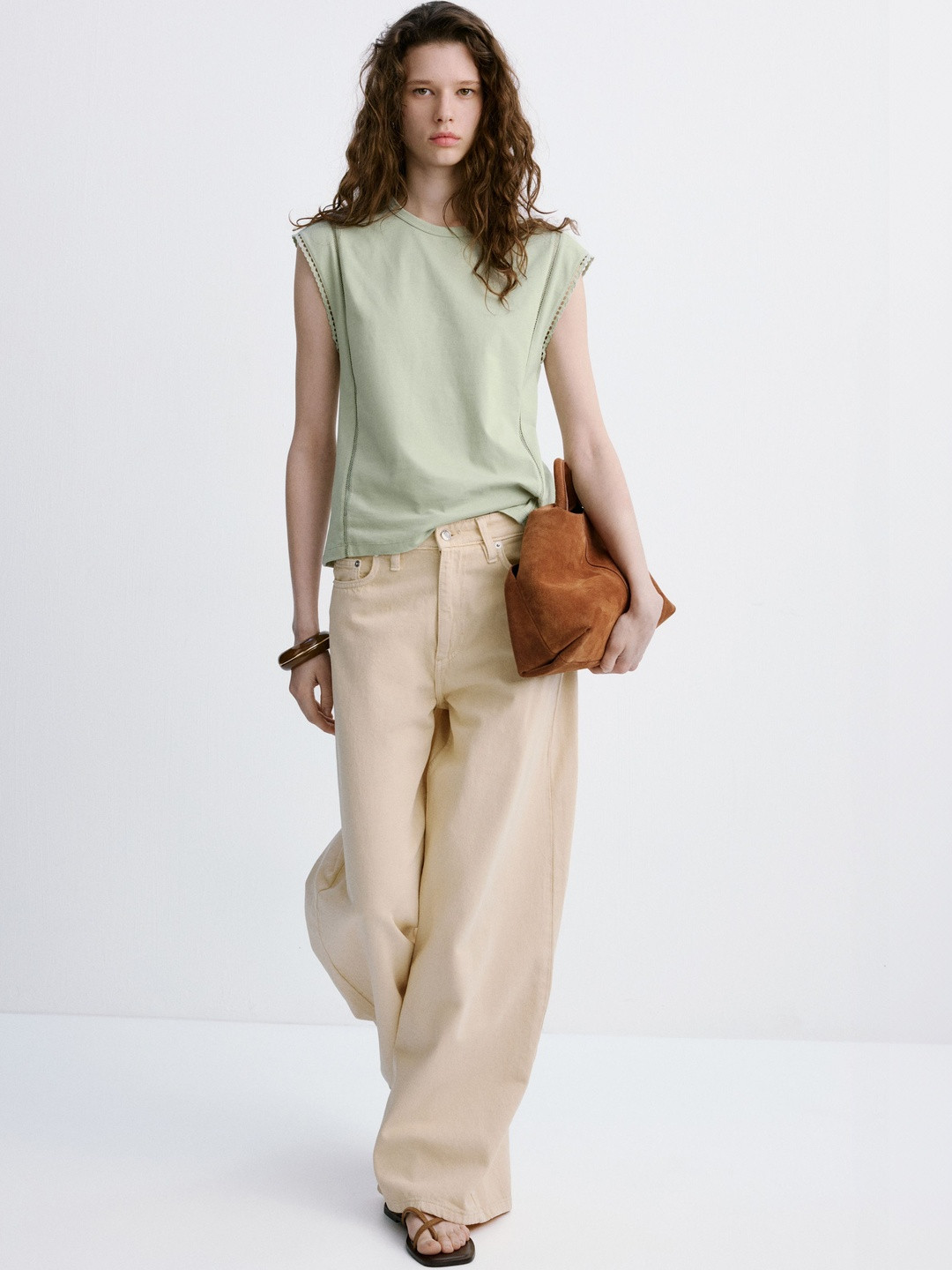 MANGO Short Sleeves Pure Cotton Top
