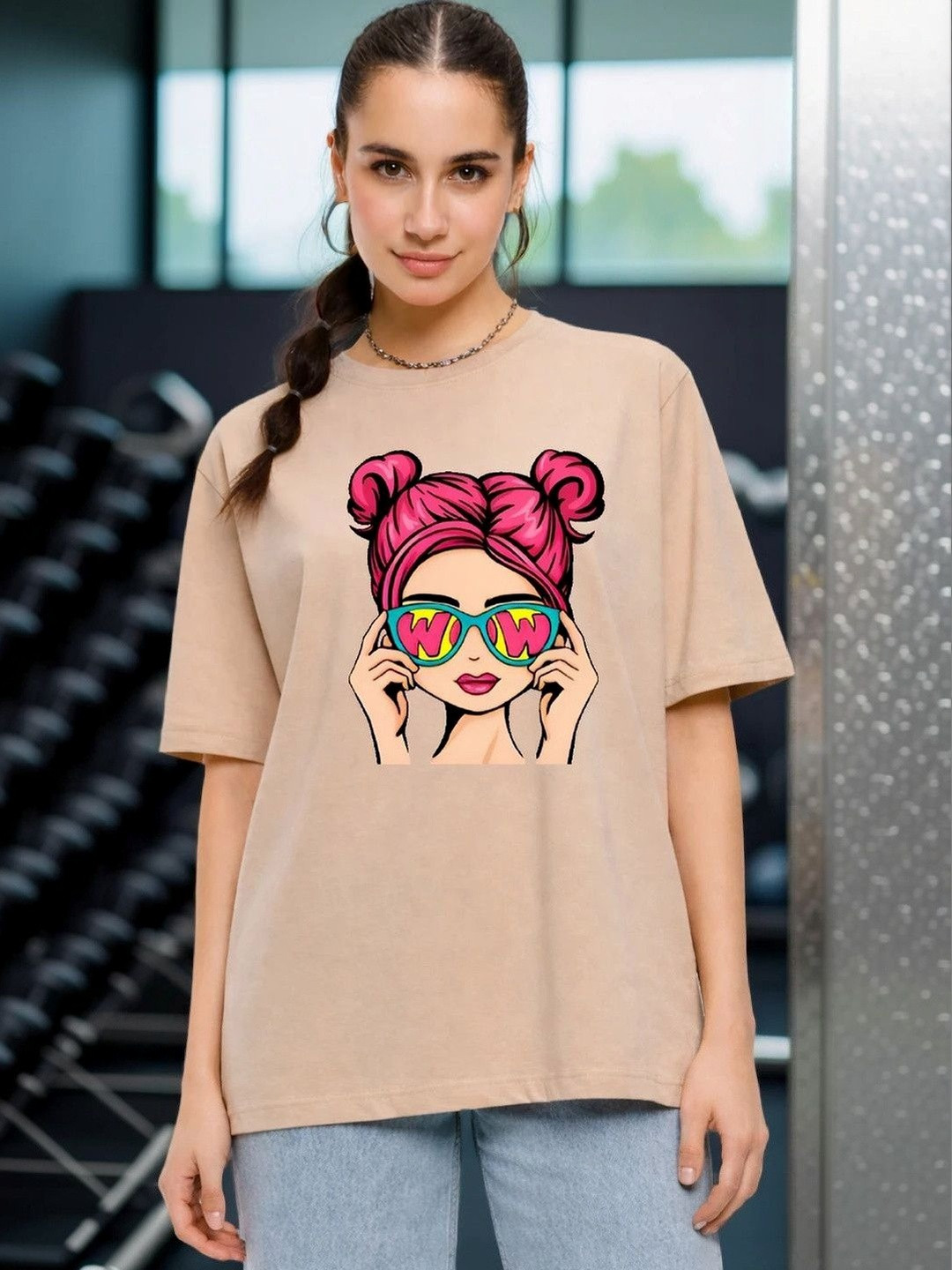 BELTLY Women Printed Drop-Shoulder Sleeves T-shirt