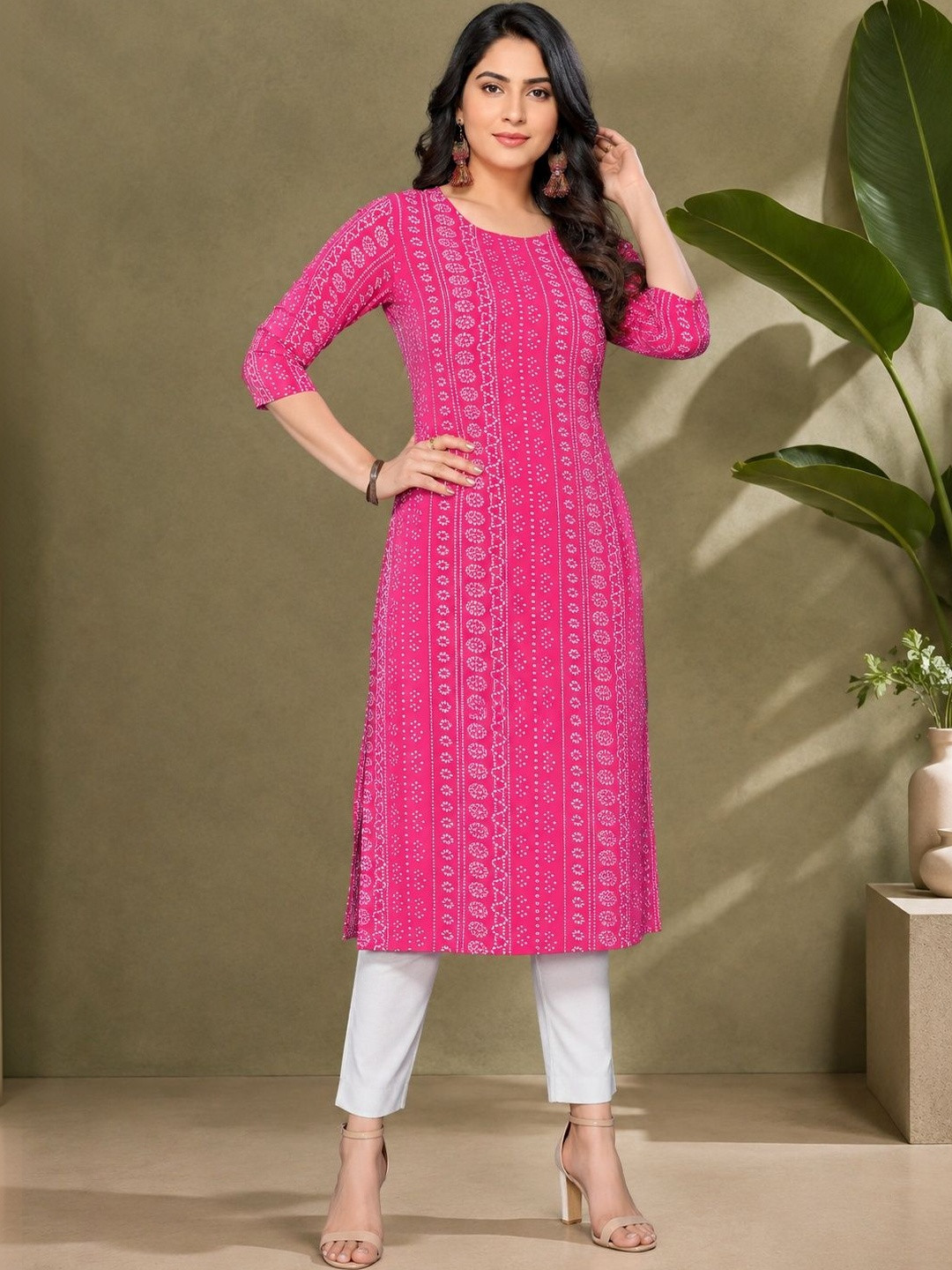 JANKHANA Ethnic Motifs Printed Indie Prints Crepe Kurta