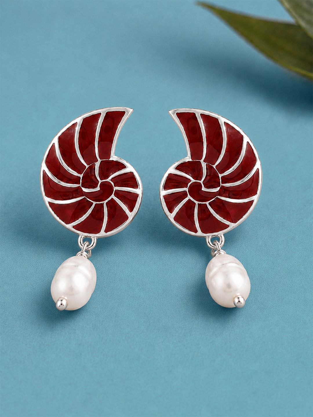 Voylla Rhodium-Plated Floral Shaped Drop Earrings