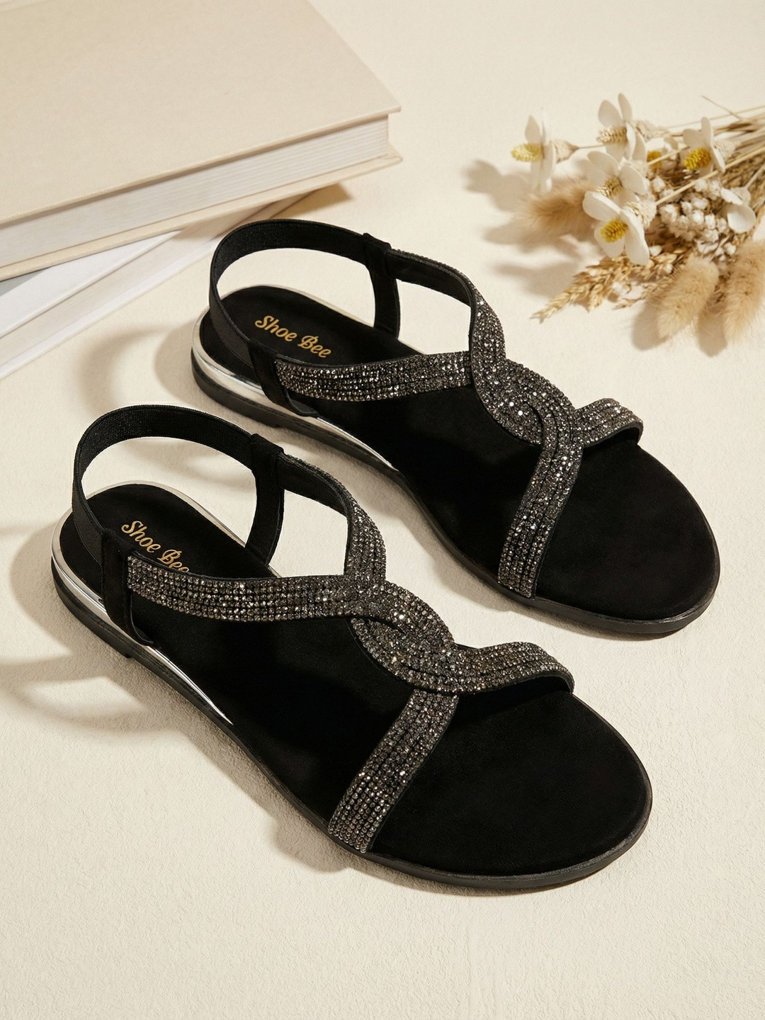 SHOEBEE Women Embellished Party Open Toe Flats
