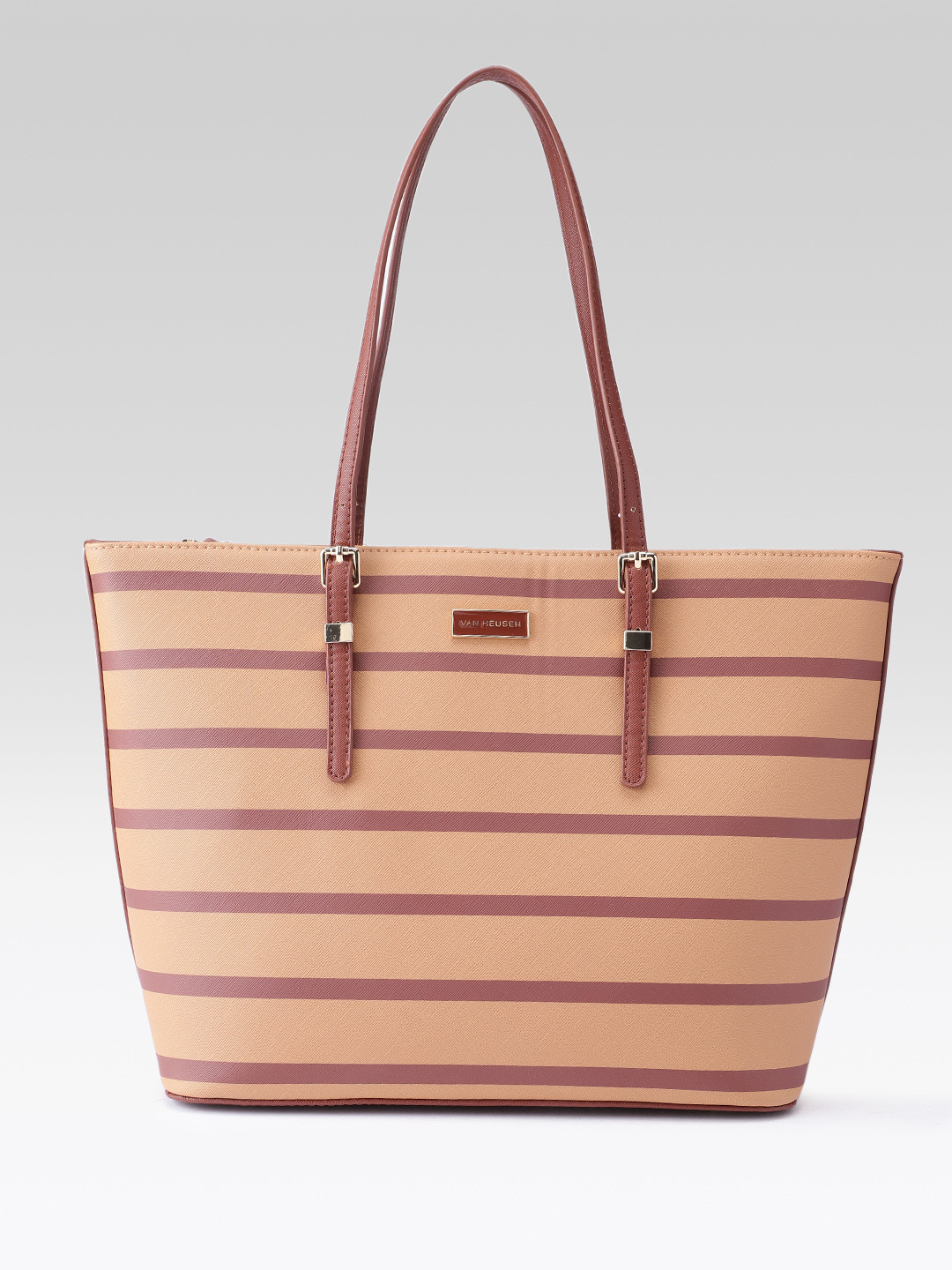 Van Heusen Striped Buckle Detail Large Structured Shoulder Bag
