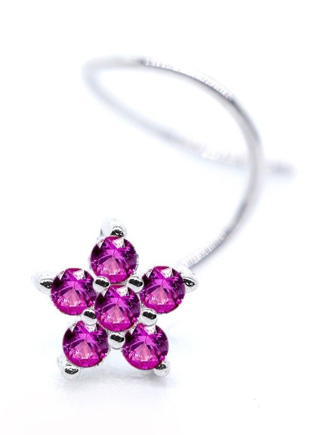 JSAJ Silver-Plated Artificial Stones and Beads Stud Nosepin