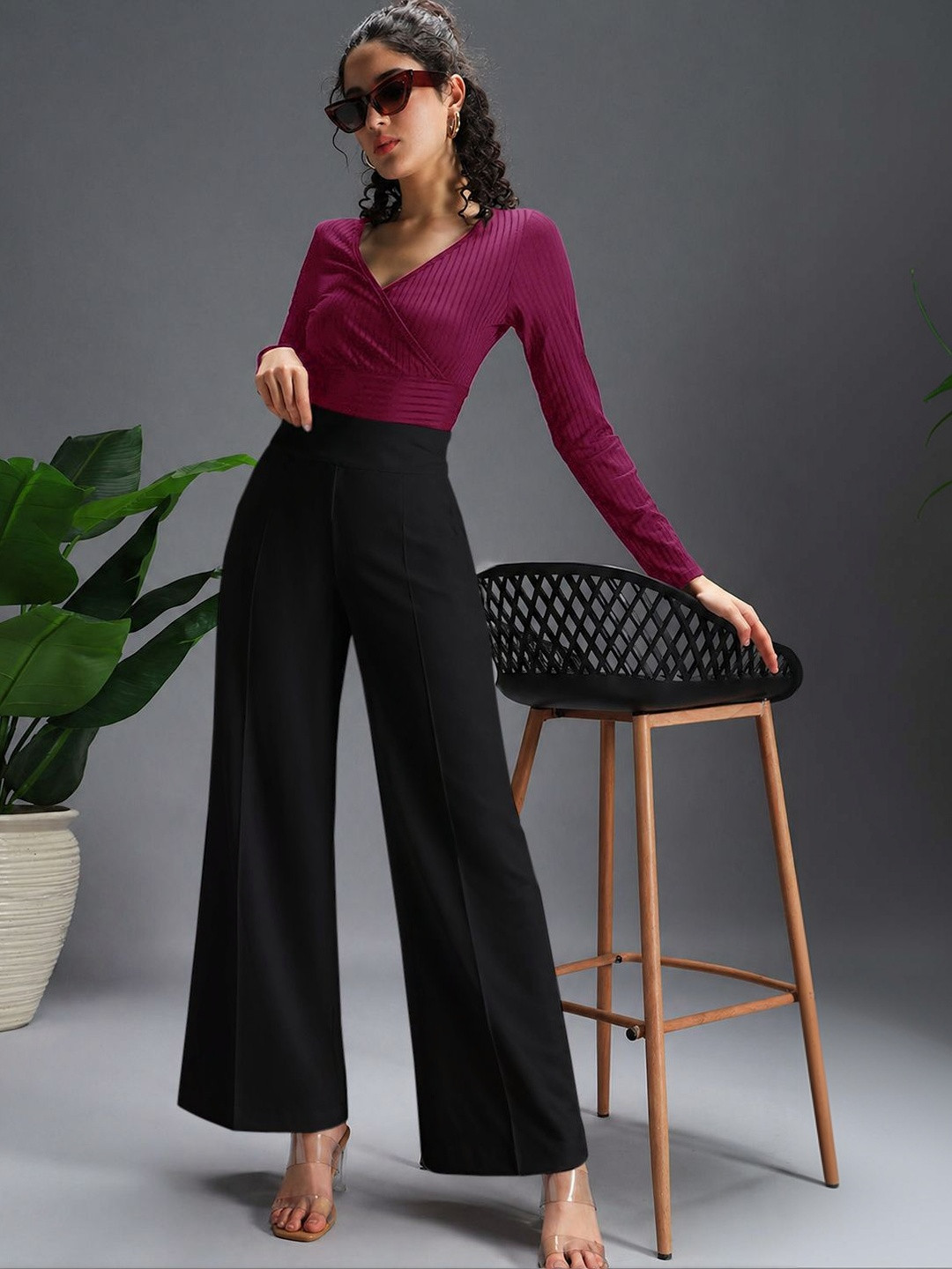 ROOPKAR Women Relaxed Easy Wash Cotton Trousers