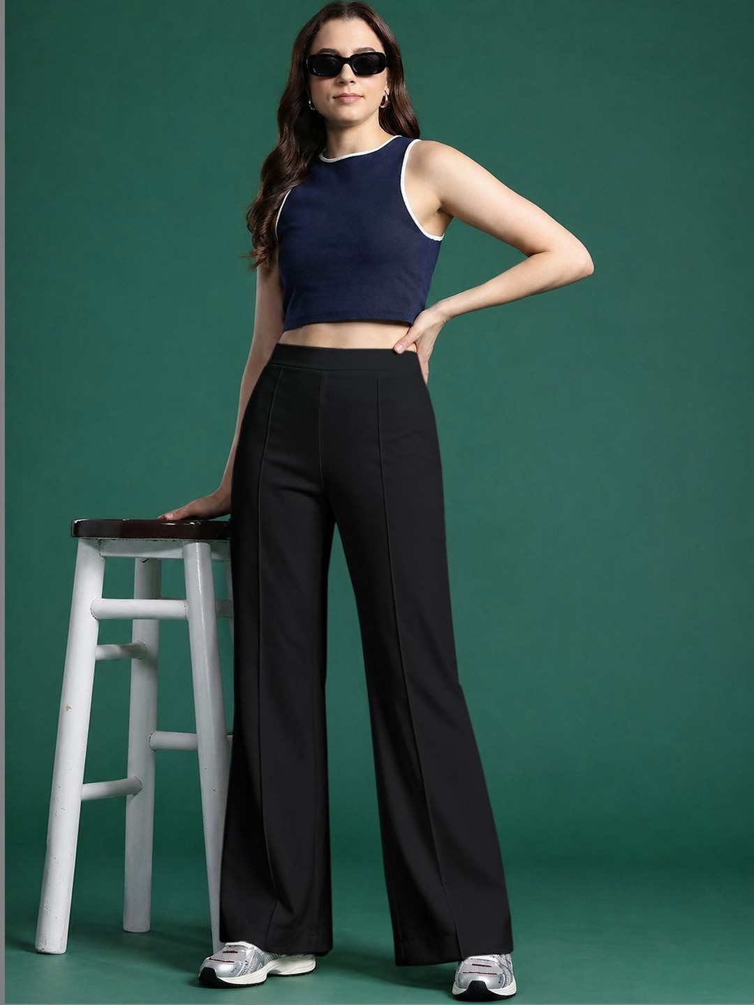 ROOPKAR Women Relaxed Easy Wash Trousers