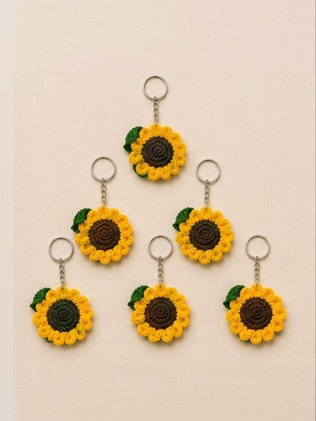 Qrixloom Set Of 6 Sunflower Key Chain