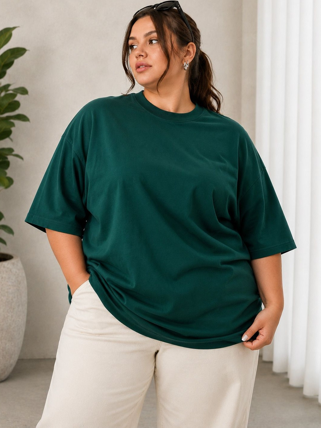PockMAN Women Drop-Shoulder Sleeves Bio Finish T-shirt