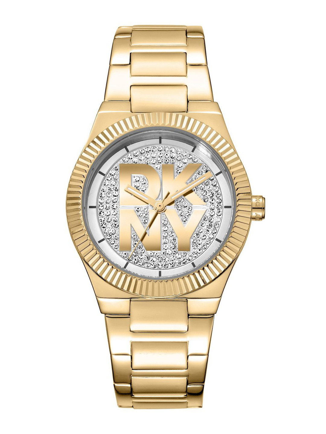 DKNY Women Brass Embellished Dial & Stainless Steel Bracelet Style Straps Analogue Watch DK1L102M0225