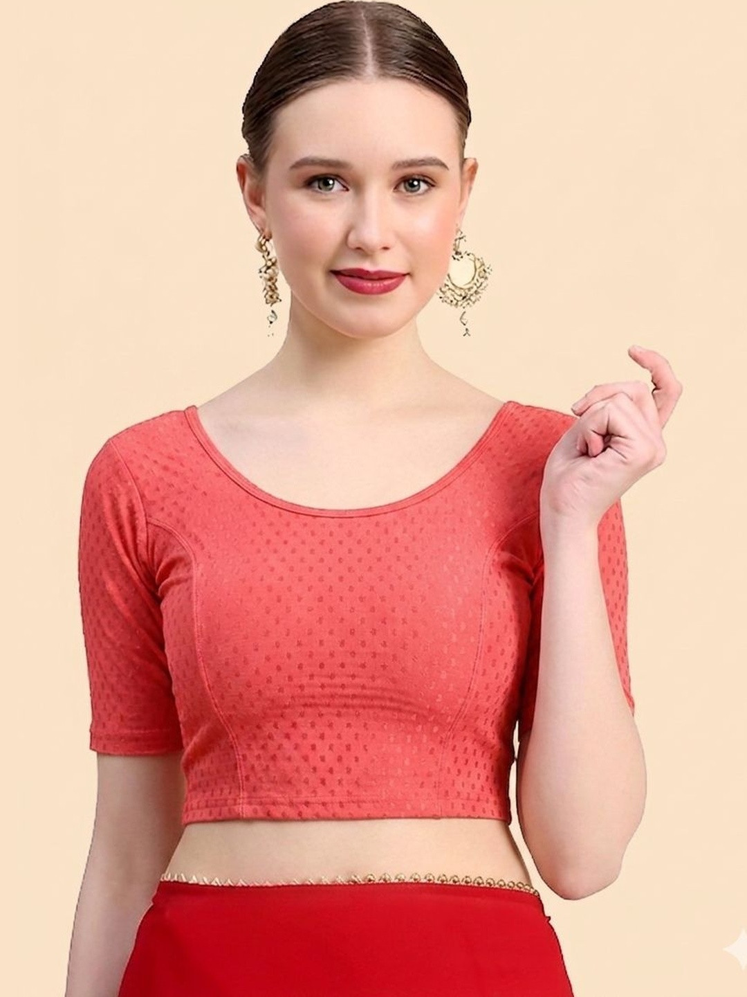 SHREEJI DESIGNER Cotton Woven Design Fully Strechable Saree Blouse