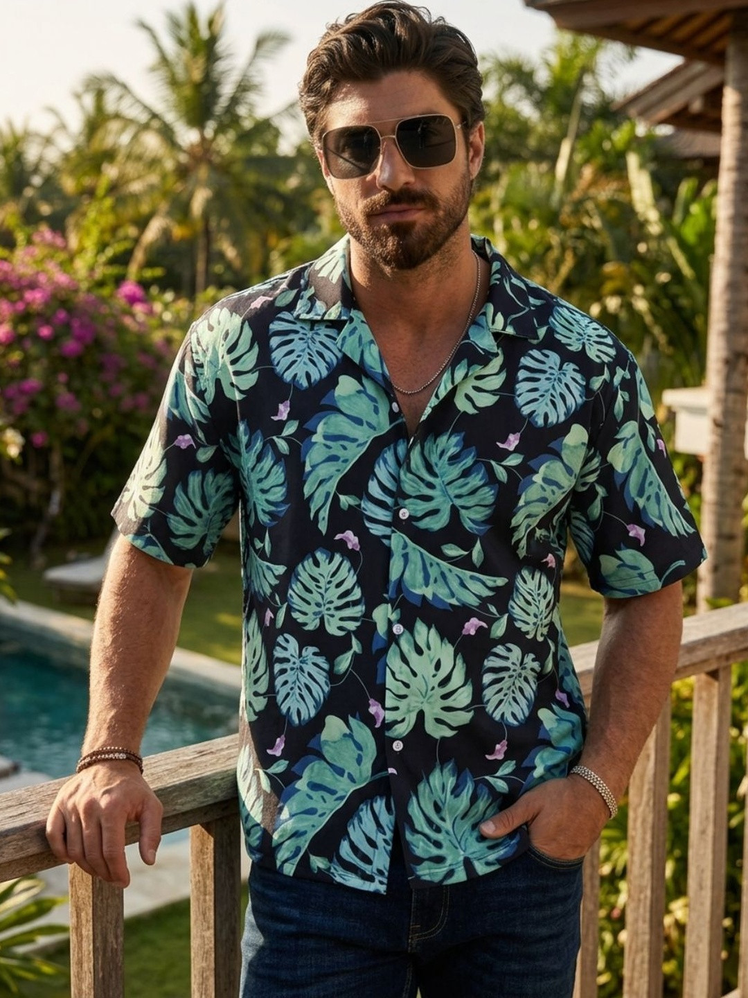 BROWN CULTURE Men Floral Printed Regular Fit Half Sleeve Cotton Blend Casual Shirt