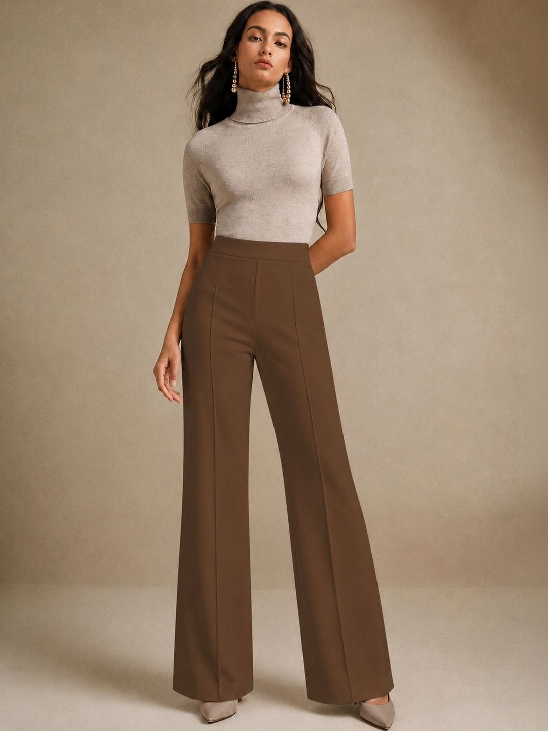 ROOPKAR Women Relaxed Mid-Rise Trousers