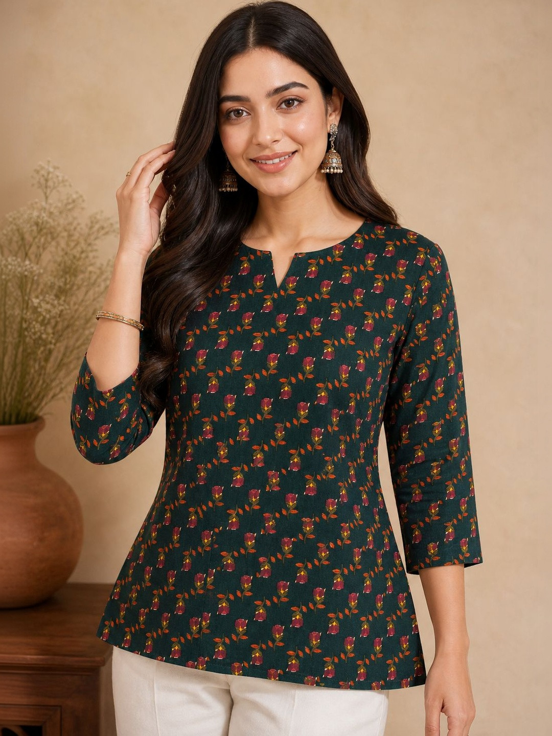 JANKHANA Floral Printed Kurti