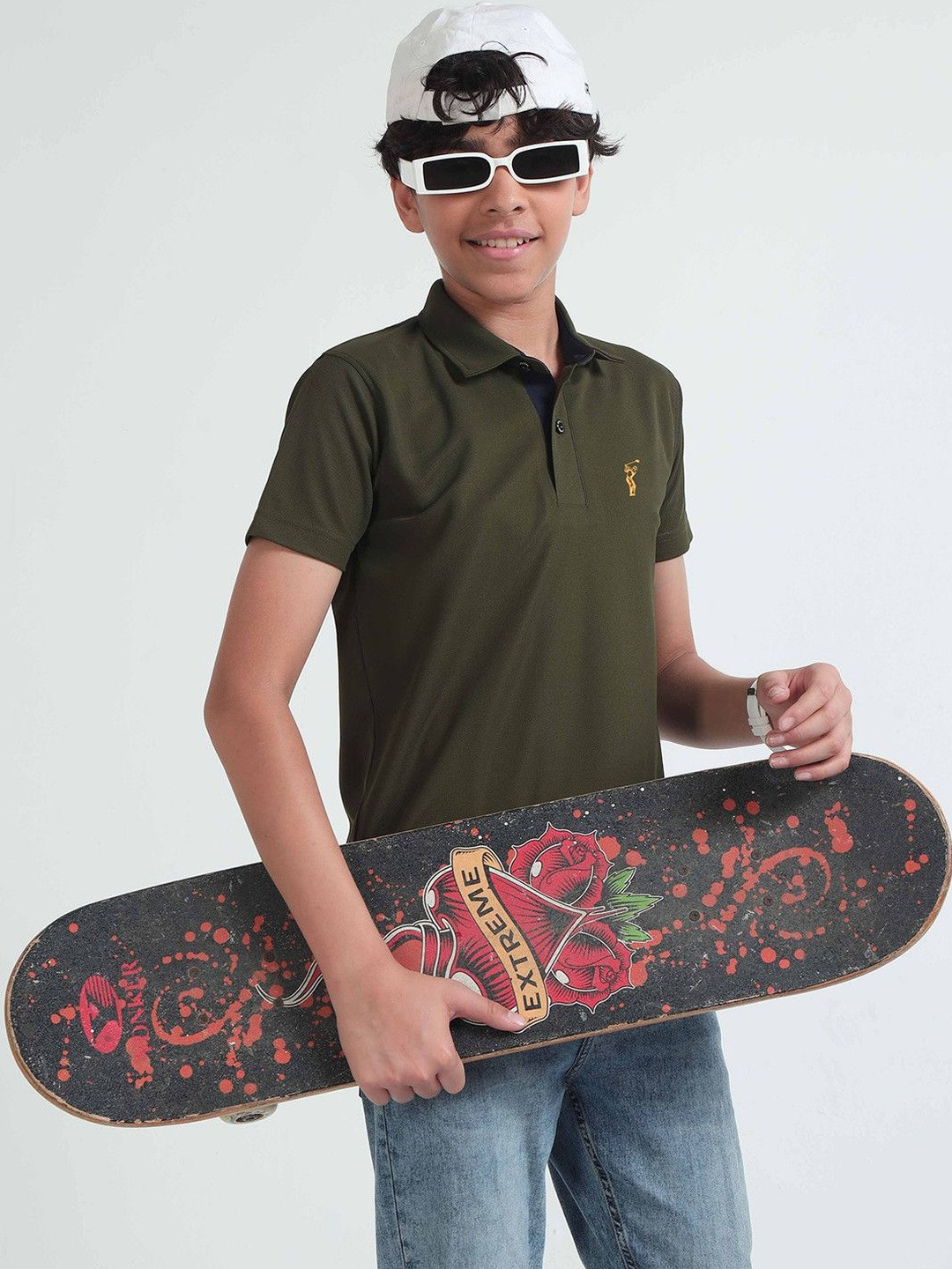 STELLERS Boys Floral Printed Regular Fit Short Sleeves Polo Collar T-shirt
