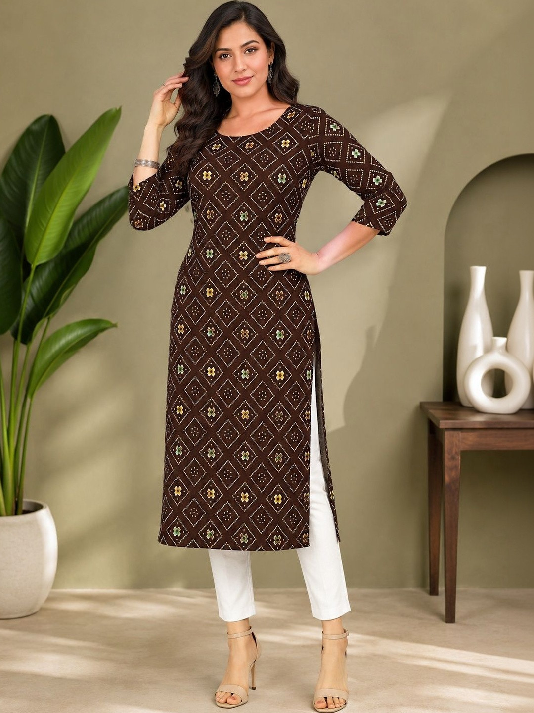 JANKHANA Women Ethnic Motifs Printed Indie Prints Crepe Kurta