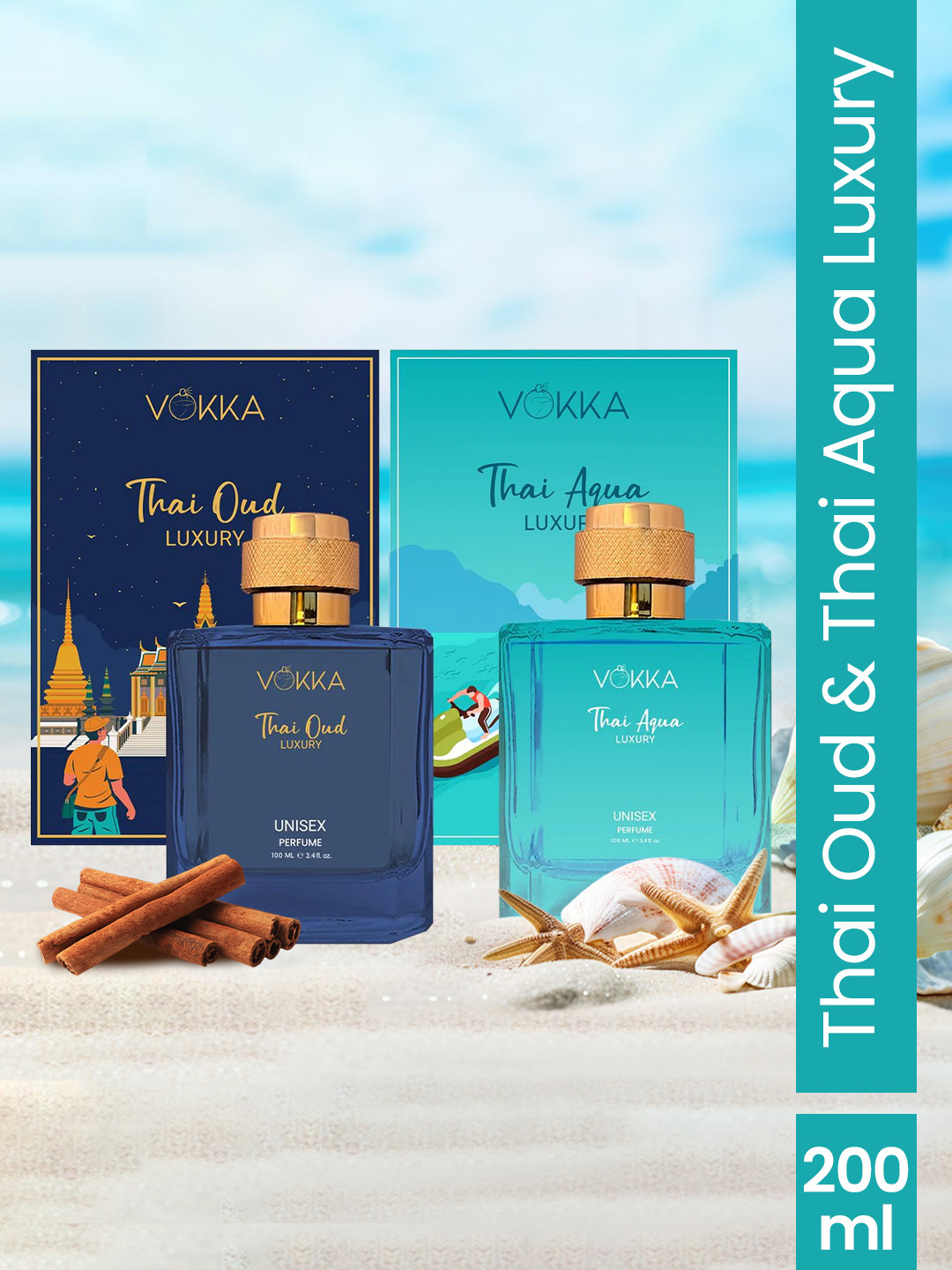 VOKKA Set of Thai Oud & Thai Aqua Long Lasting Luxury Perfume - 100 ml each