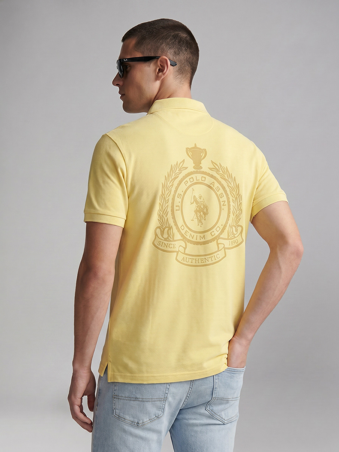 U.S. Polo Assn. Denim Co. Printed Pure Cotton Polo Collar Slim Fit T-shirt