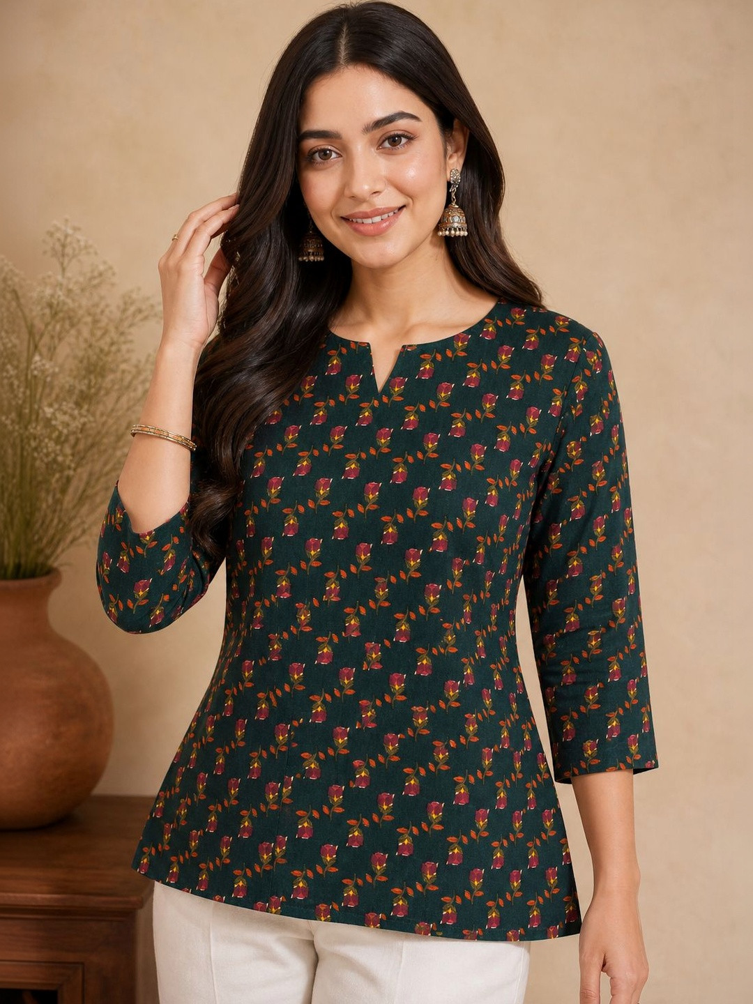 JANKHANA Floral Printed Kurti