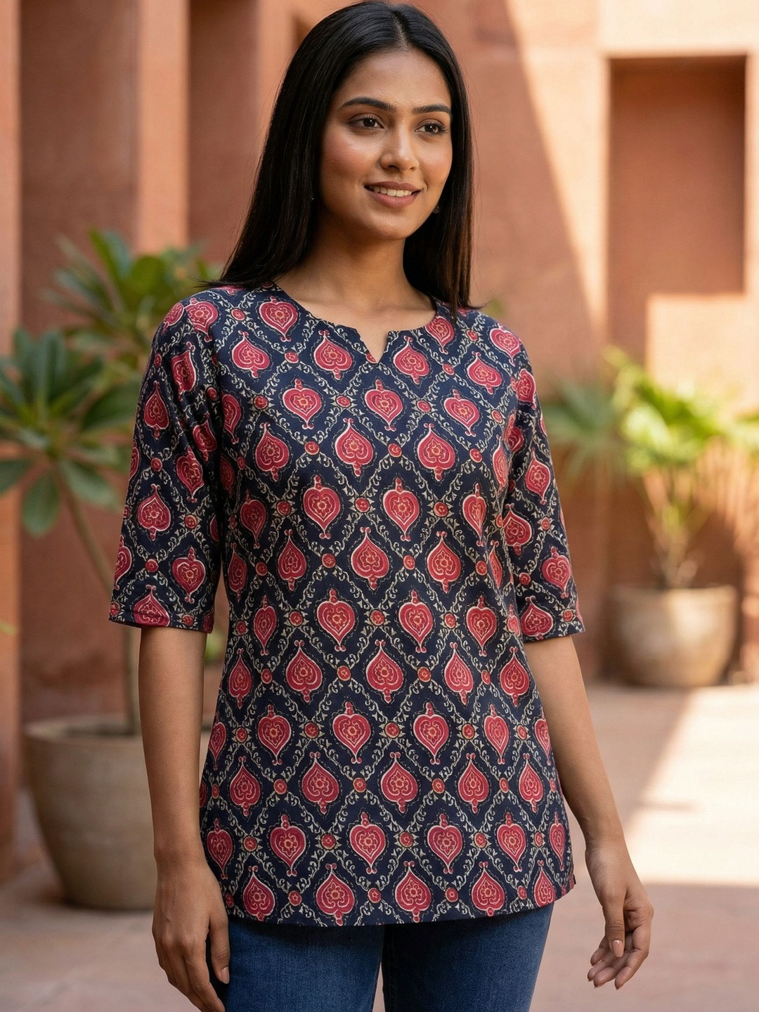 JANKHANA Ethnic Motifs Printed Kurti