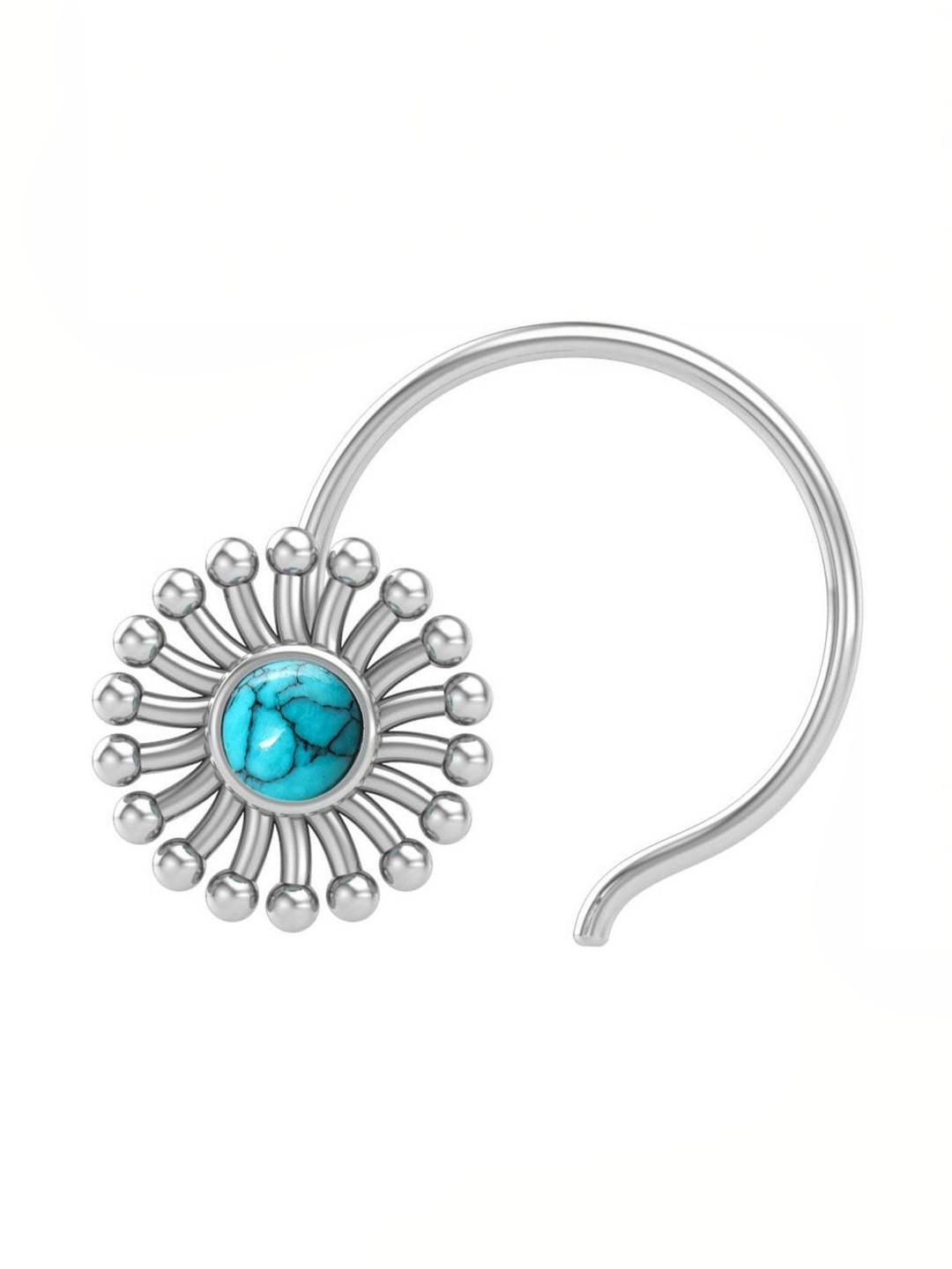 JSAJ Silver-Plated Turquoise Septum Nosepin