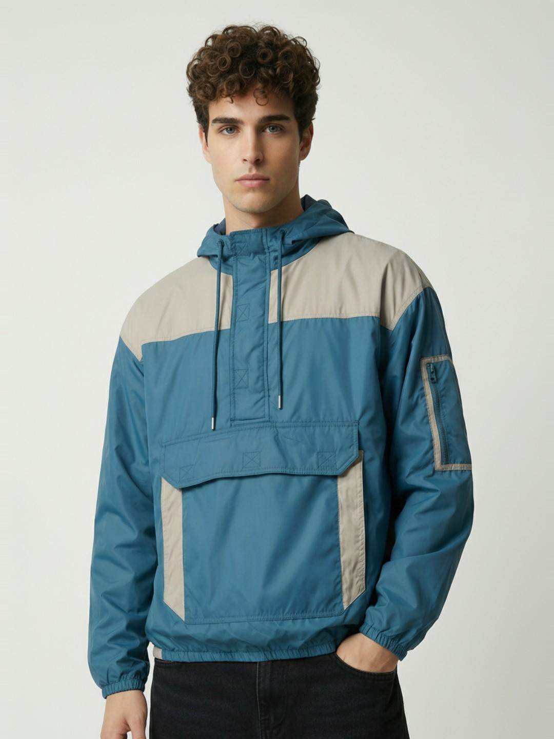glitchez Colourblocked Hooded Windcheater Bomber Jacket