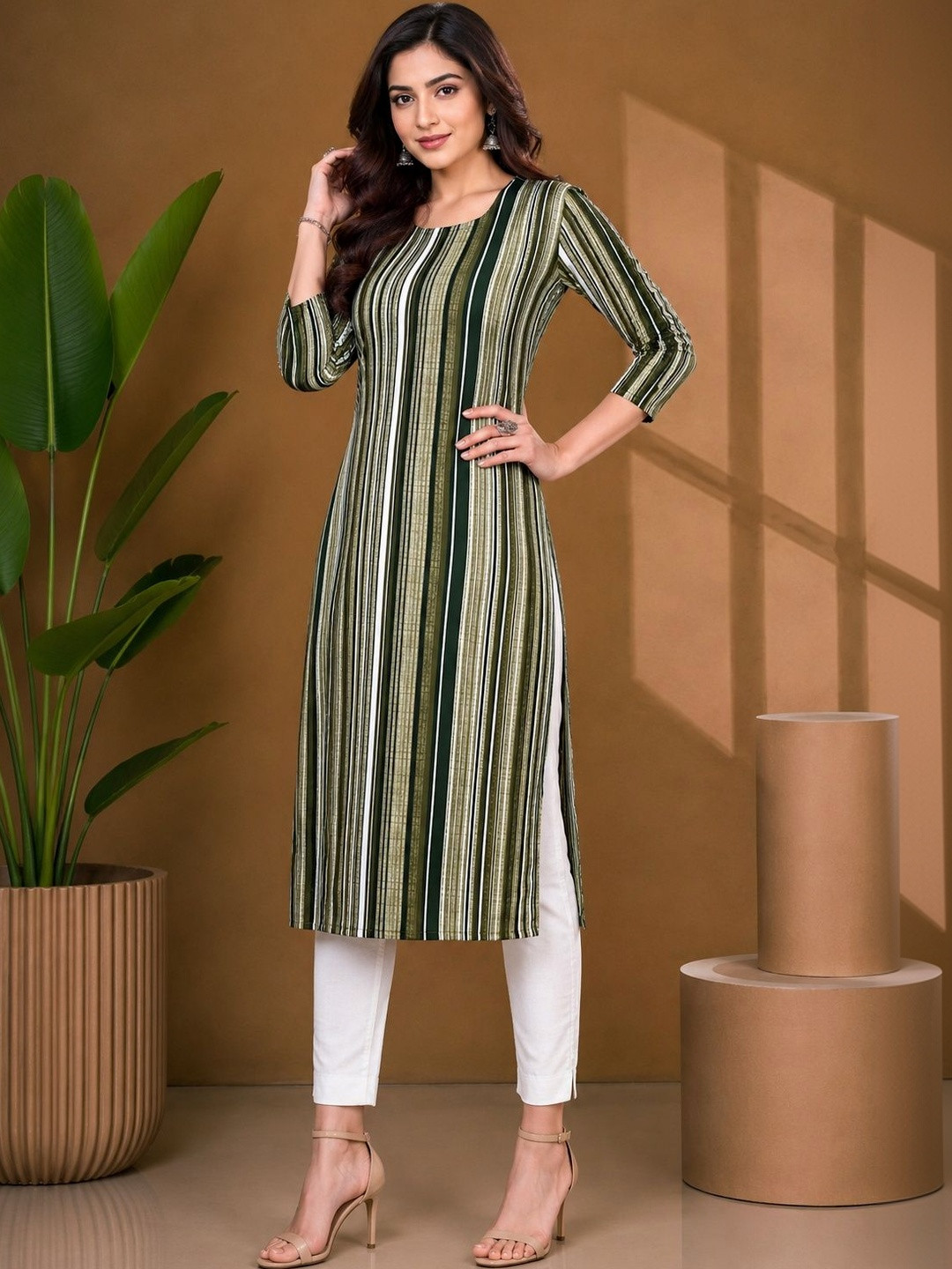 JANKHANA Women Printed Crepe Kurta