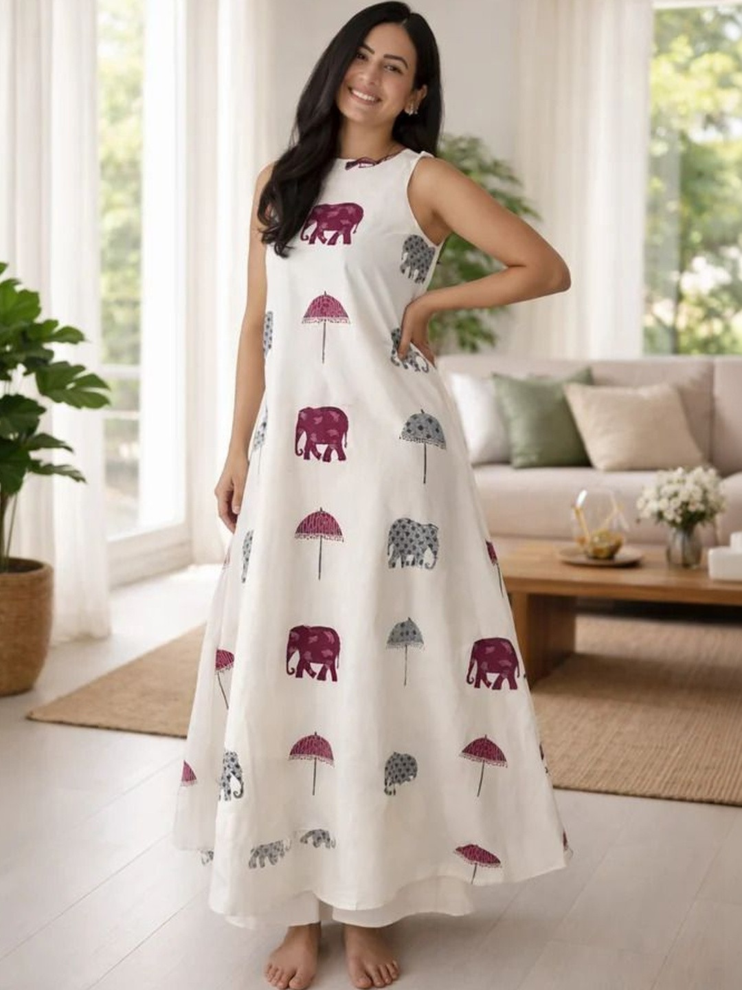 Twika Ethnic Motifs Printed Regular Kurta with Trousers