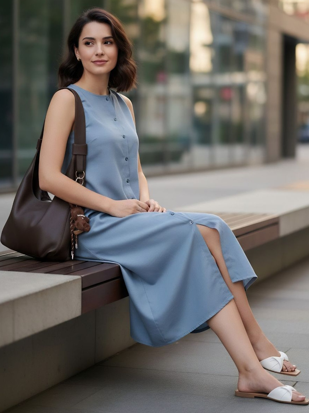 TAHVO Crepe Shirt Midi Dress
