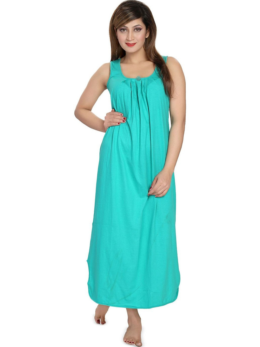 NIGHTY KING Women Round Neck Maxi Nightdress