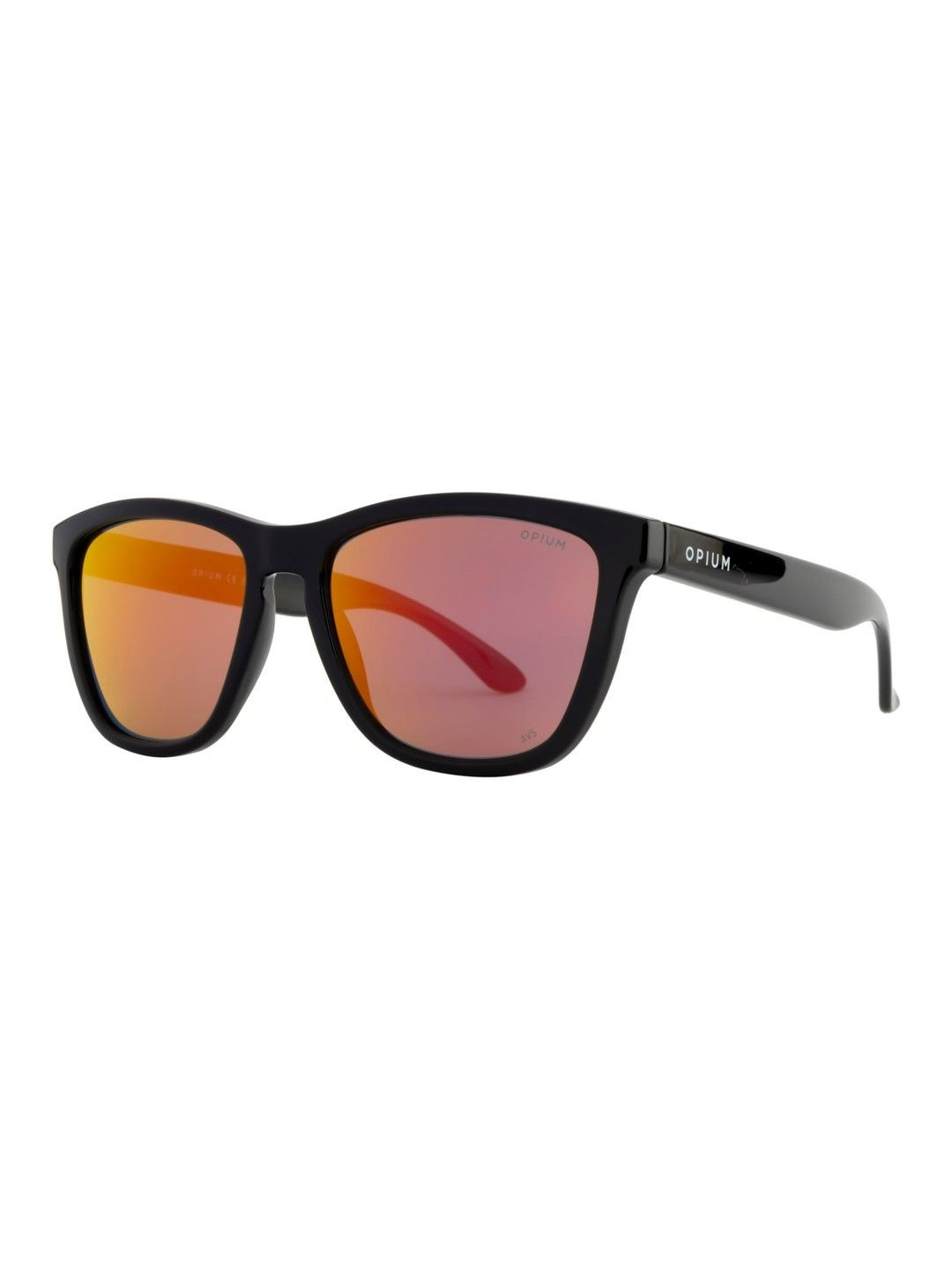 OPIUM Men Red Lens & Black Wayfarer Sunglasses with