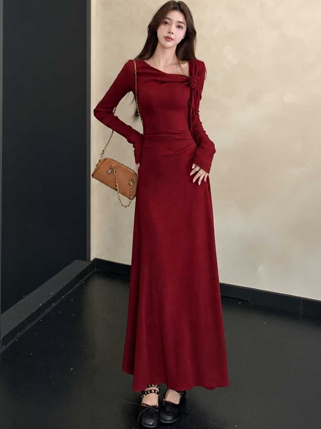 Suo Ruffled A-Line Maxi Dress