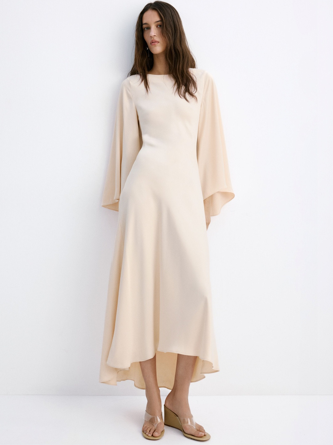 MANGO Flared Sleeve A-Line Midi Dress