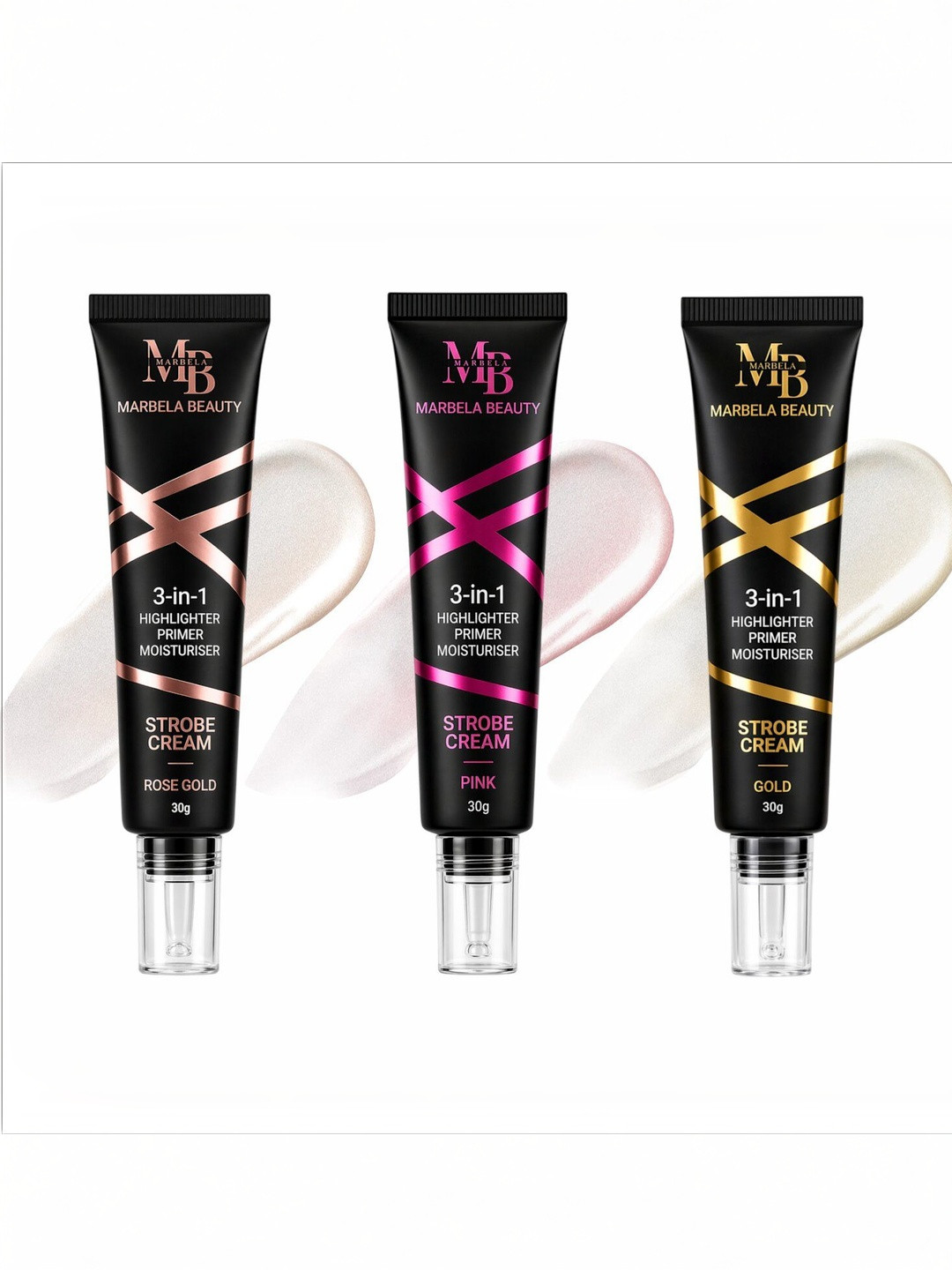 Marbela Set of 3 Strobe Cream For Face - 30 g Each