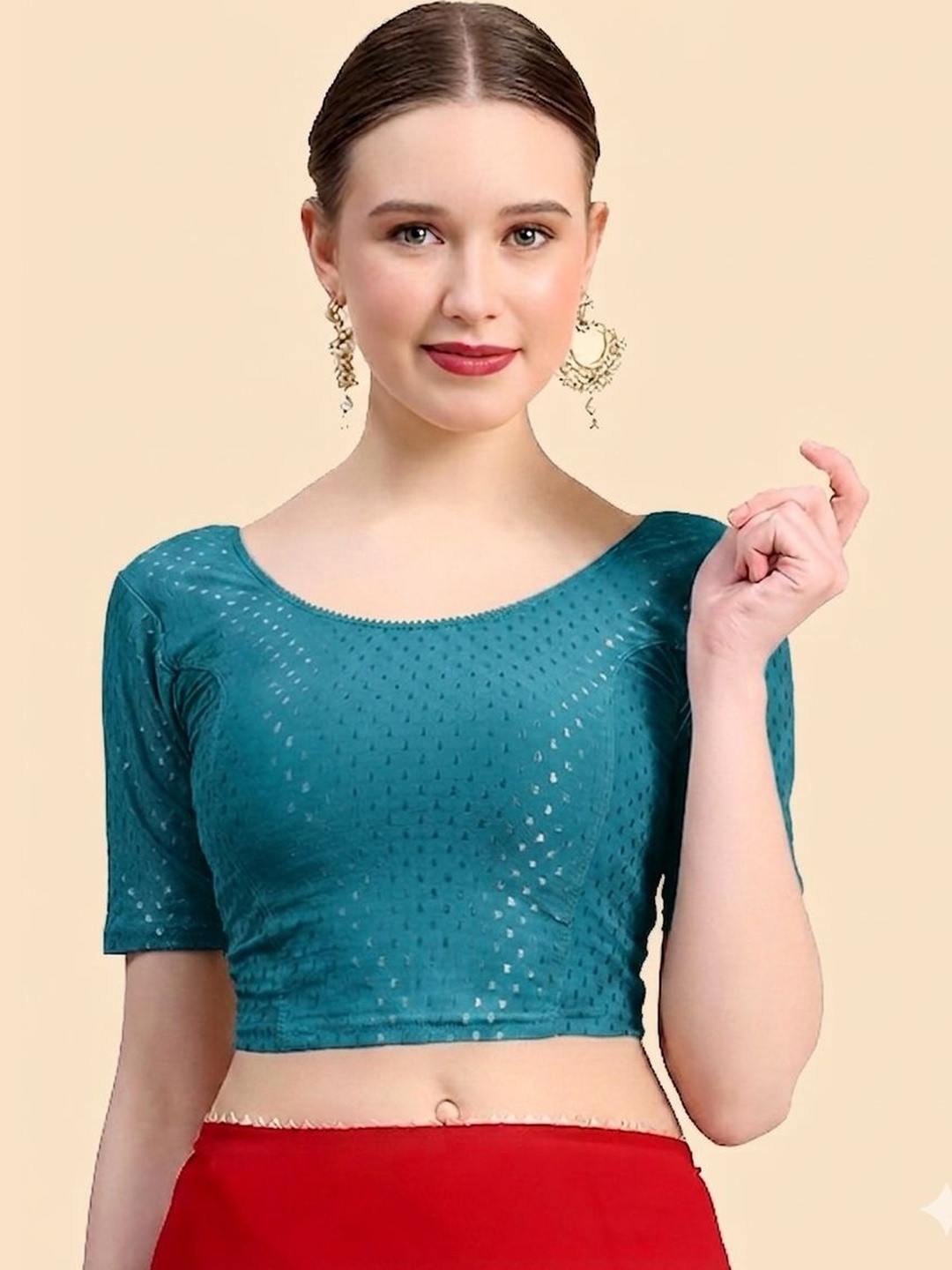 SHREEJI DESIGNER Cotton Woven Design Fully Strechable Saree Blouse