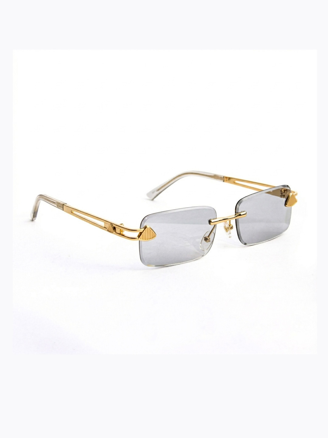 Jiebo Unisex Clear Lens & Gold-Toned Rectangle Sunglasses with