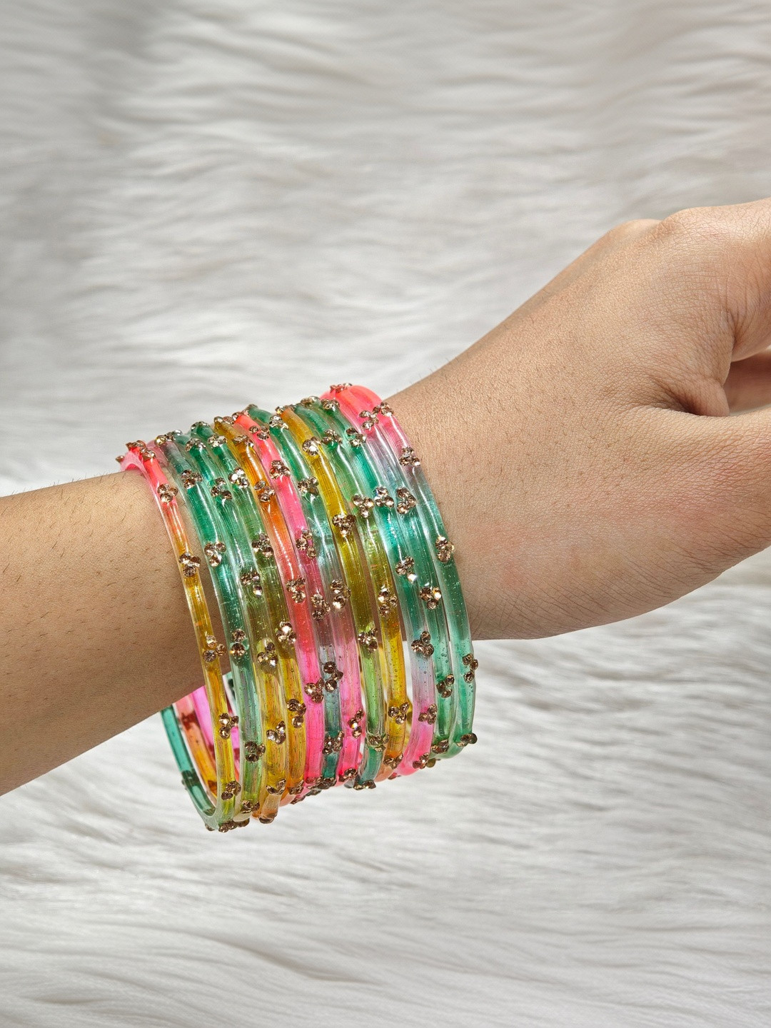 Rajni Embellished Stone Glass Bangles