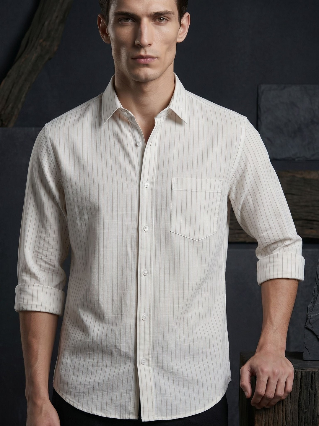 SZN Men Striped Casual Shirt