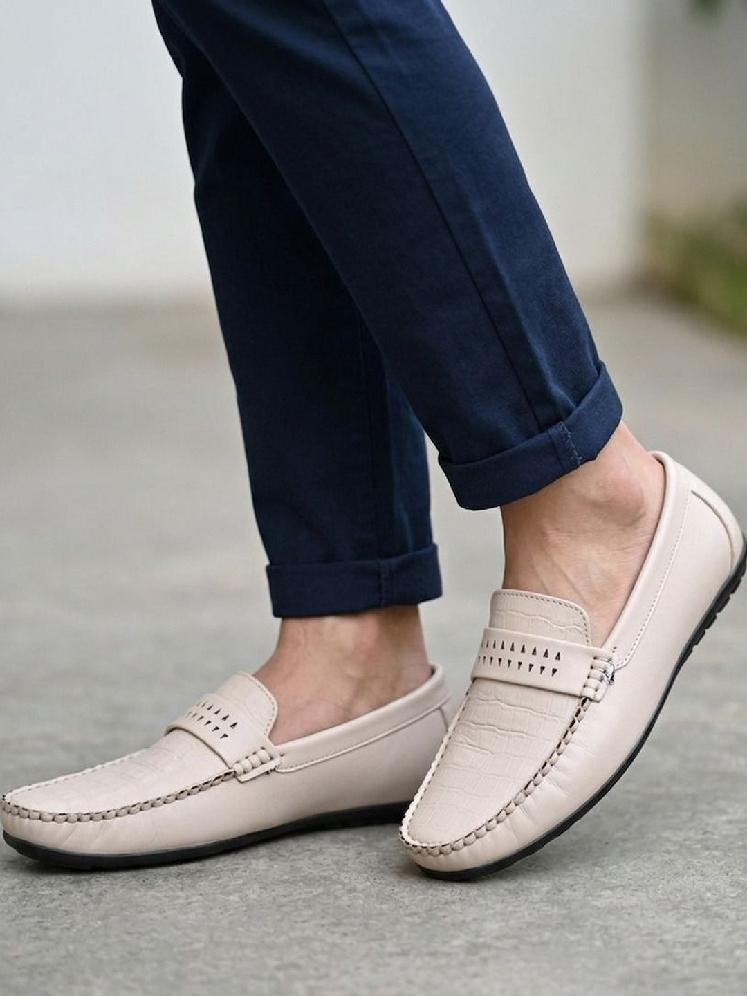 HERE&NOW Men Textured PU Loafers