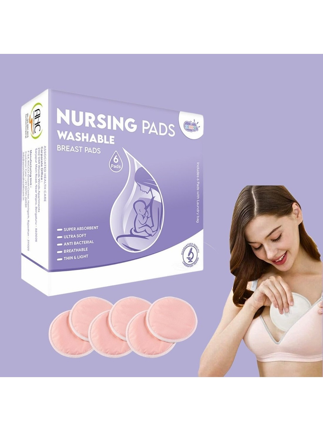 ZIKKU Set Of 6 Ultra Soft Washable Nursing Breast Pads