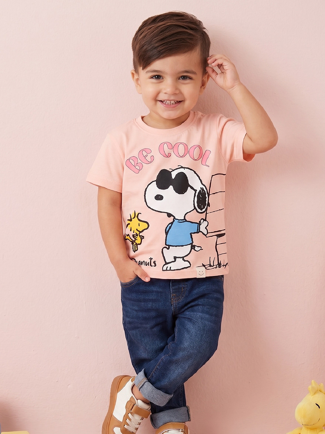 Happy Faces Boys Snoopy Printed Pure Cotton T-shirt