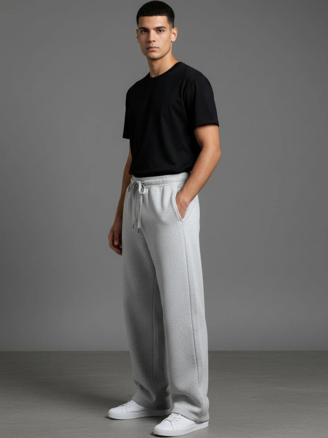 Netclick Men Baggy Self Design Track Pants