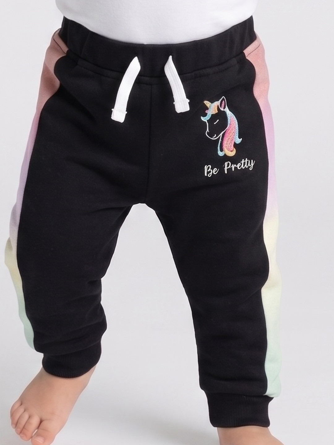 Moms Love Infant Girls Black Solid Pure Cotton Joggers