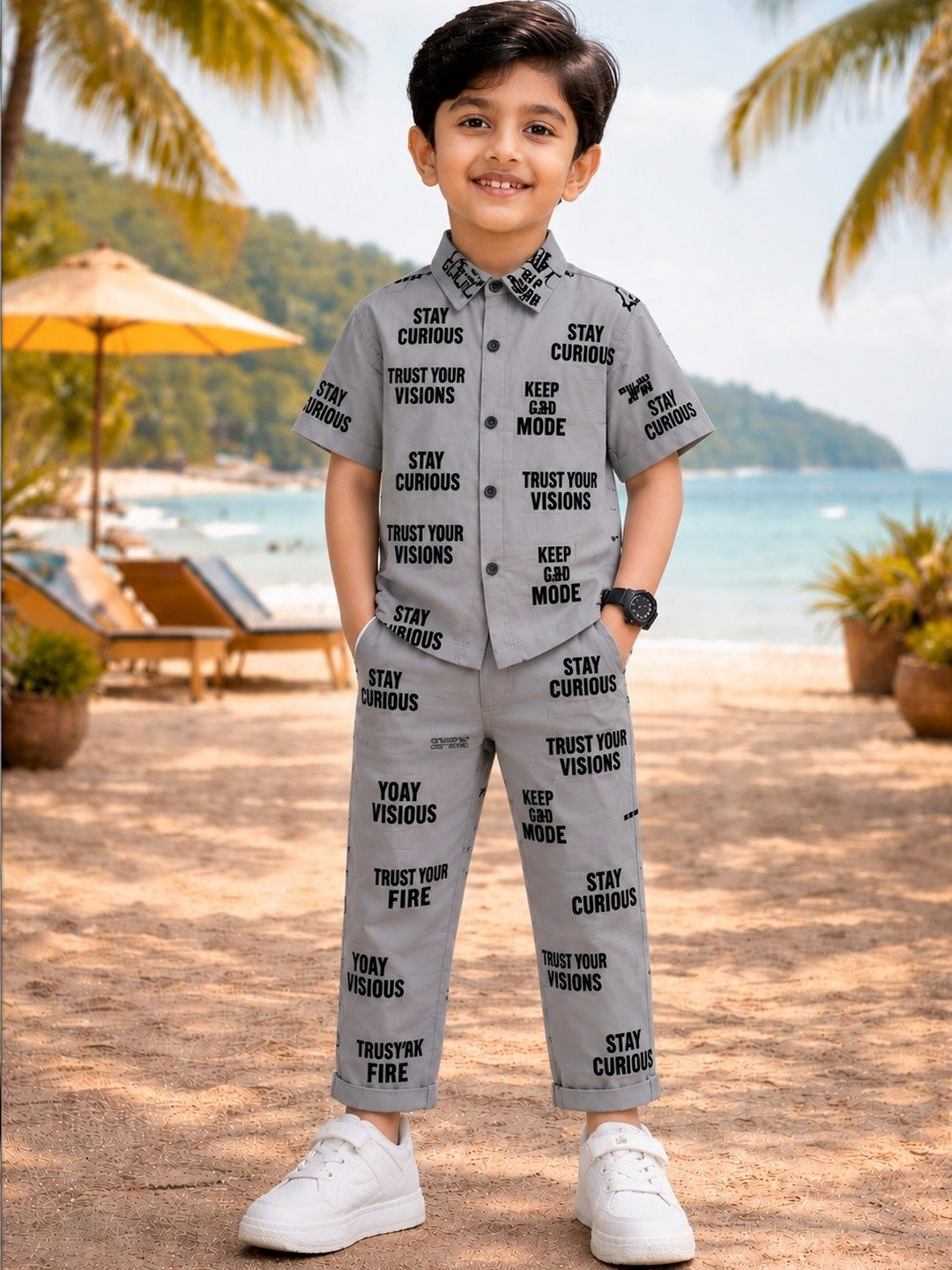 Sagar Impex Boys Printed Shirt with Trousers
