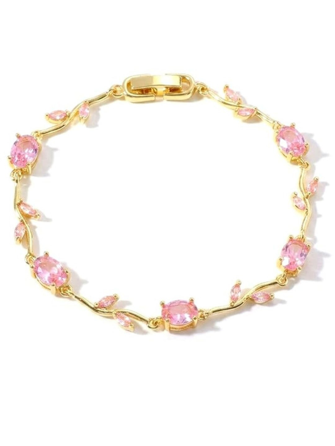 CLEO BE BOLD BE YOU Gold-Plated Cubic Zirconia Studded Tulip Link Bracelet