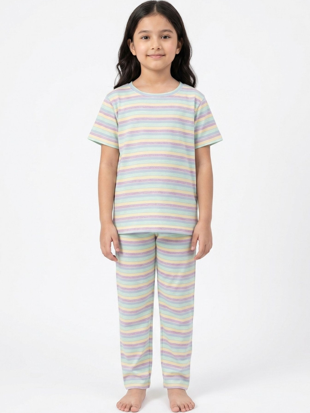 Anthrilo Girls Striped Night suit