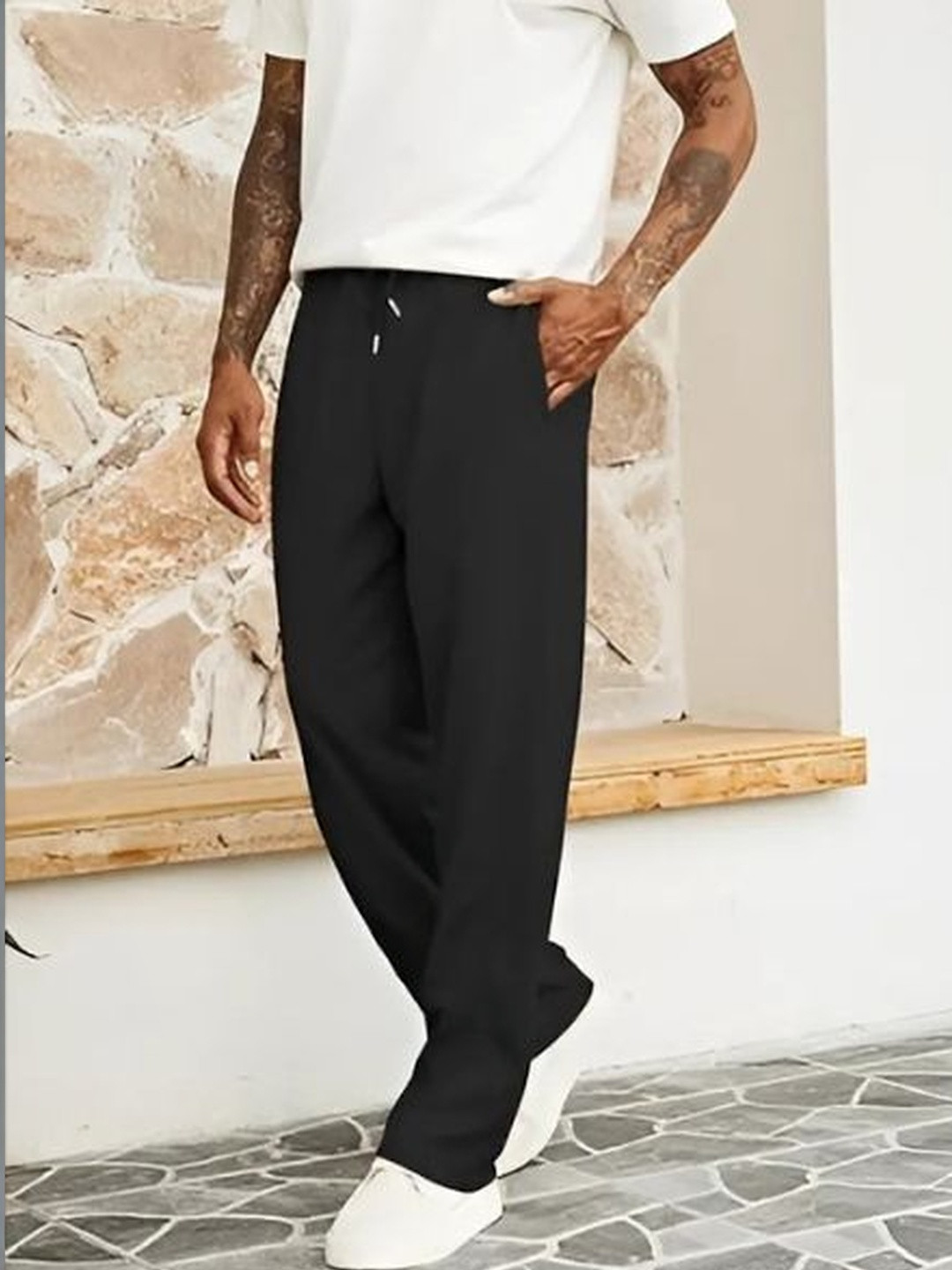 GROOFINGS Men Relaxed Easy Wash Trousers