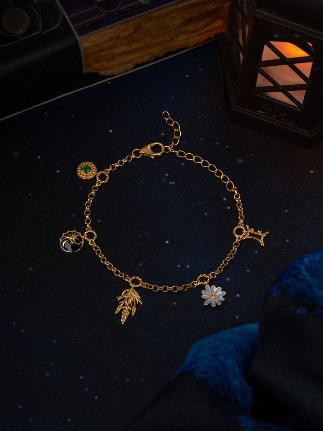 Shaya by CaratLane Women Cubic Zirconia Enamelled Gold-Plated Charm Bracelet